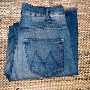 Mother jeans runaway step fray